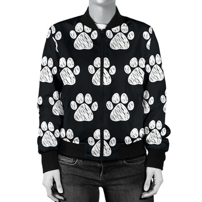 Paw Pattern Print Design A02 Women's Bomber Jacket