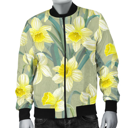 Daffodils Pattern Print Design DF01 Men Bomber Jacket