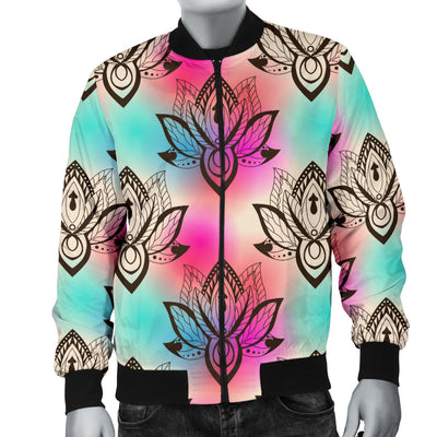 lotus Boho Pattern Print Design LO02 Men Bomber Jacket