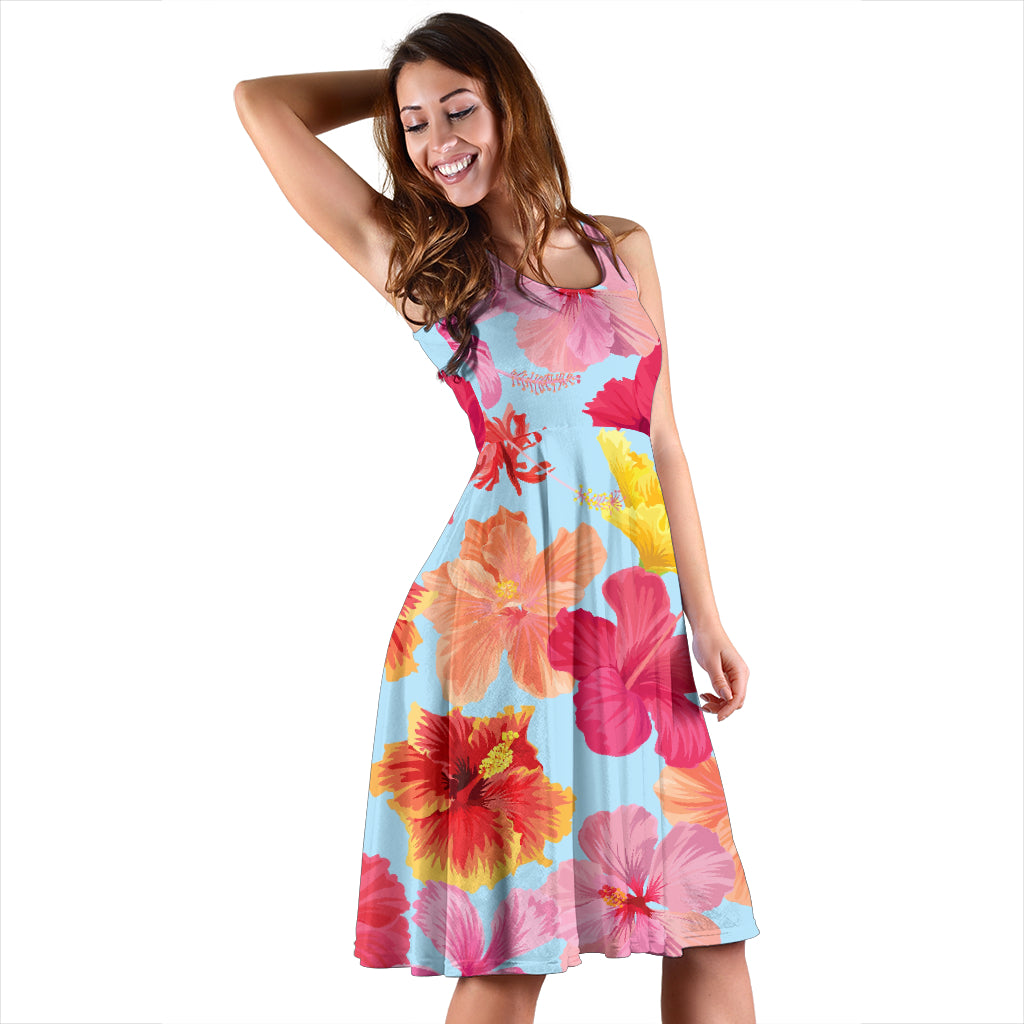 Hibiscus Pattern Print Design HB020 Midi Dress