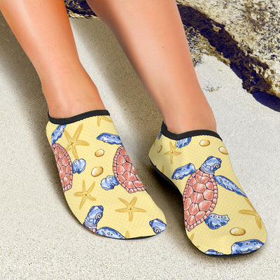 Sea Turtle Pattern Print Design T06 Aqua Water Shoes