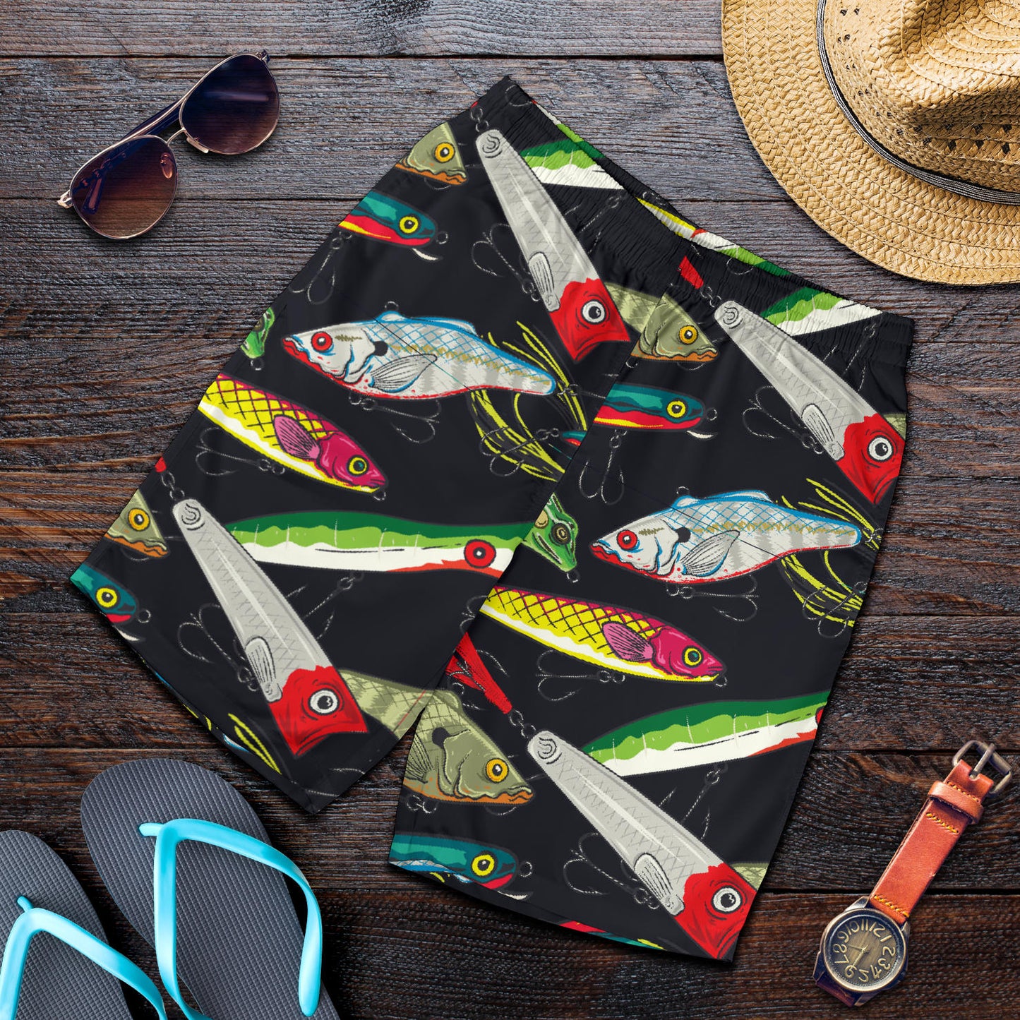 Fishing Bait Print Mens Shorts