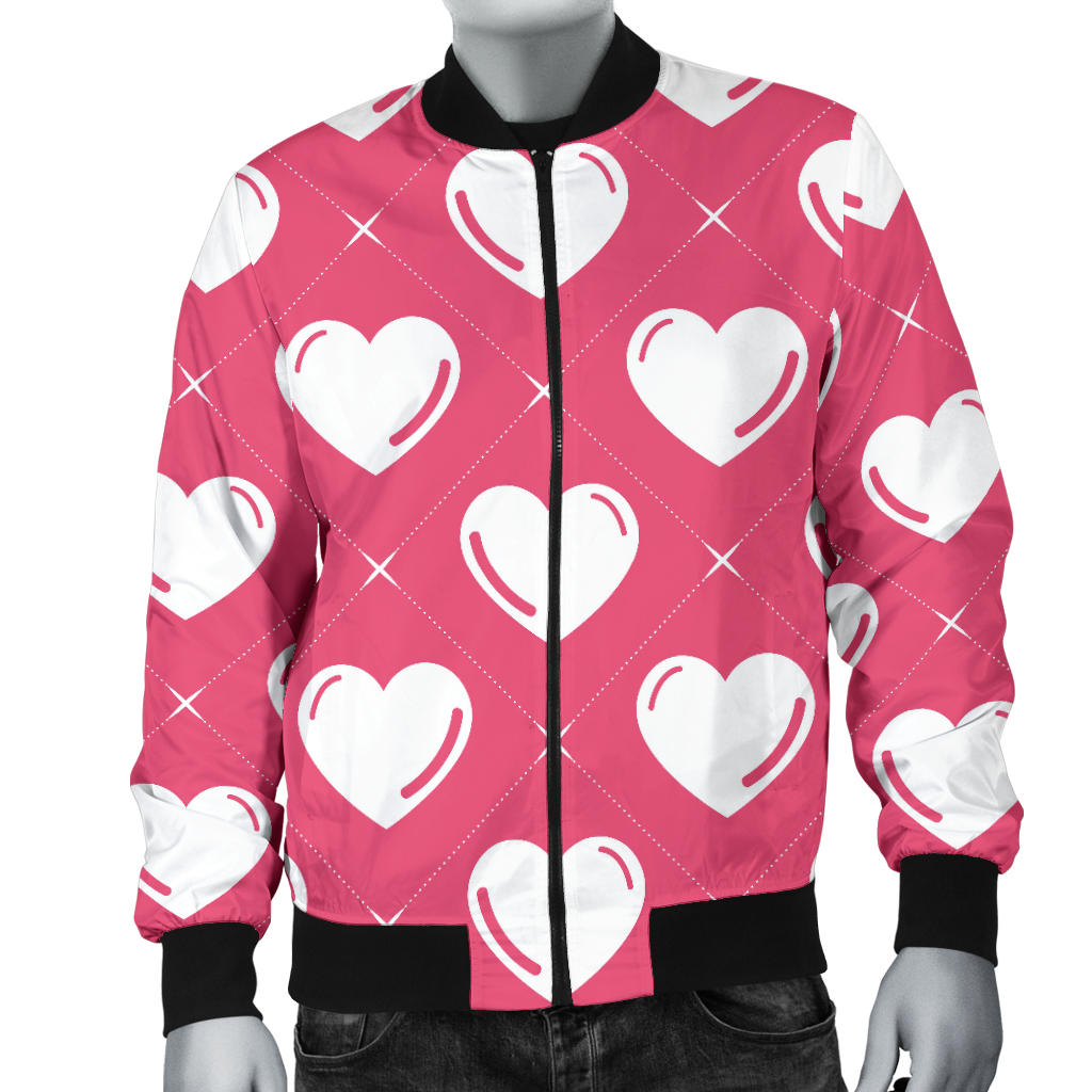 Heart Pattern Print Design HE07 Men Bomber Jacket