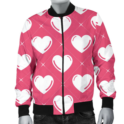 Heart Pattern Print Design HE07 Men Bomber Jacket