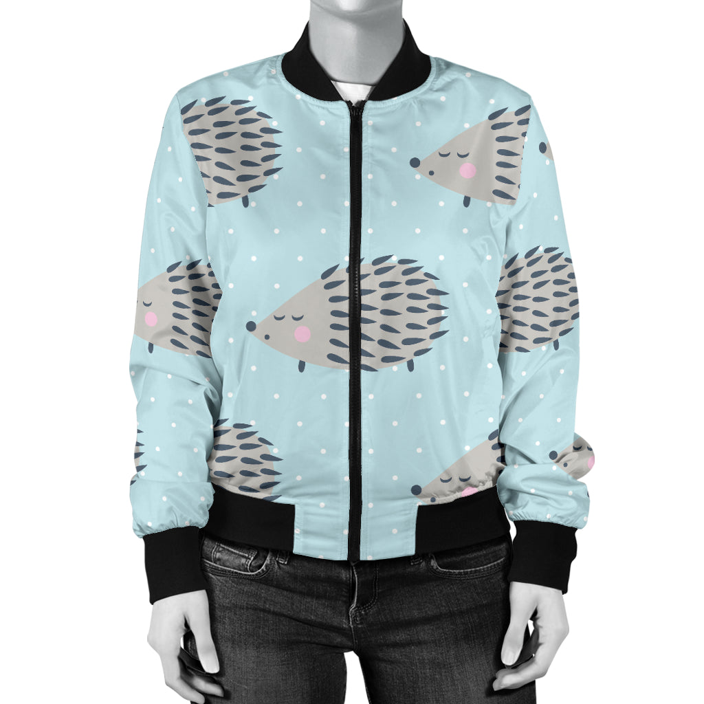 Hedgehog Pattern Print Design 02 Women's Bomber Jacket