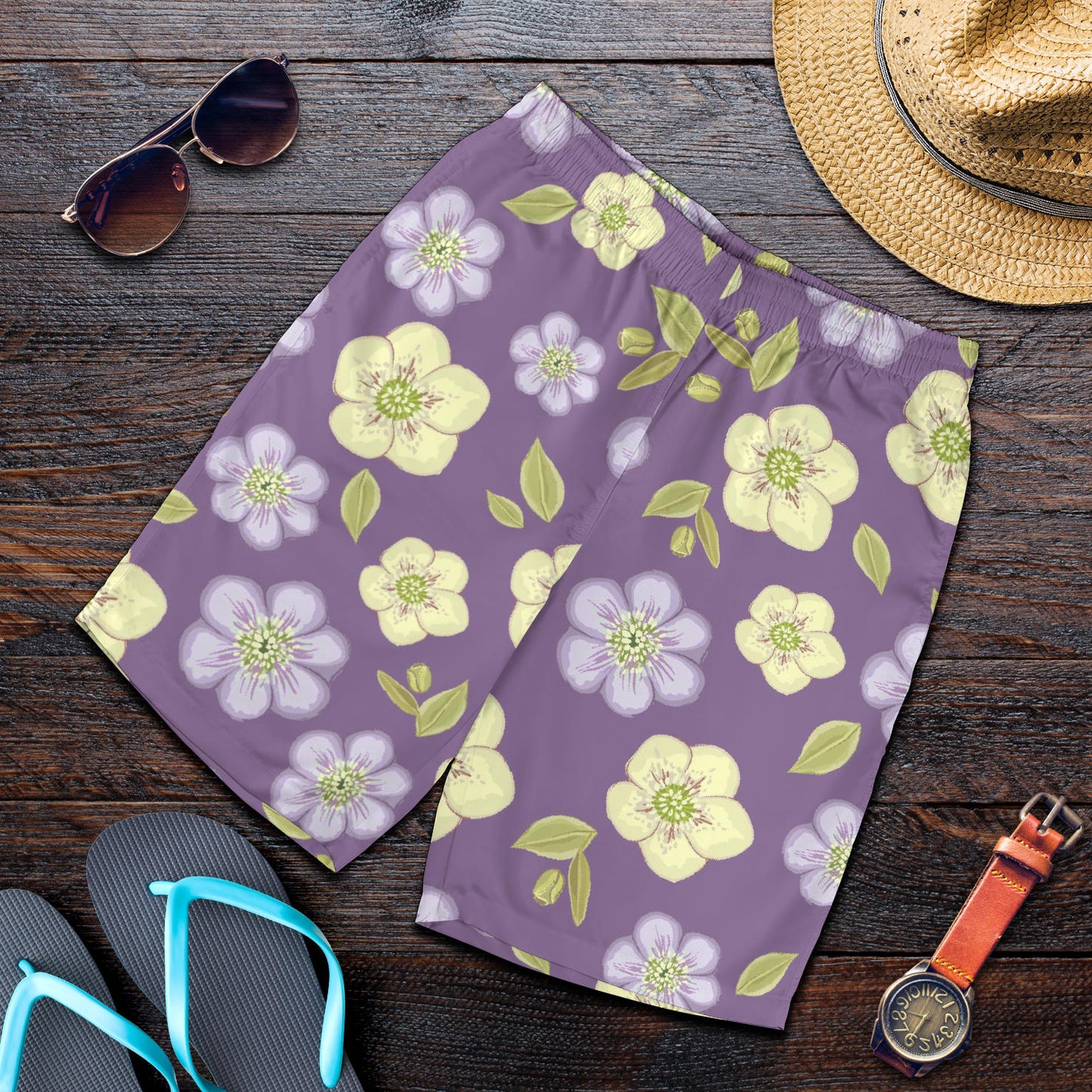 Anemone Pattern Print Design AM013 Mens Shorts