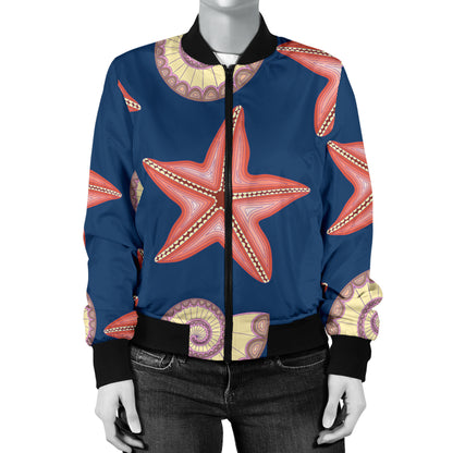 Starfish Pattern Print Design 03 Women's Bomber Jacket
