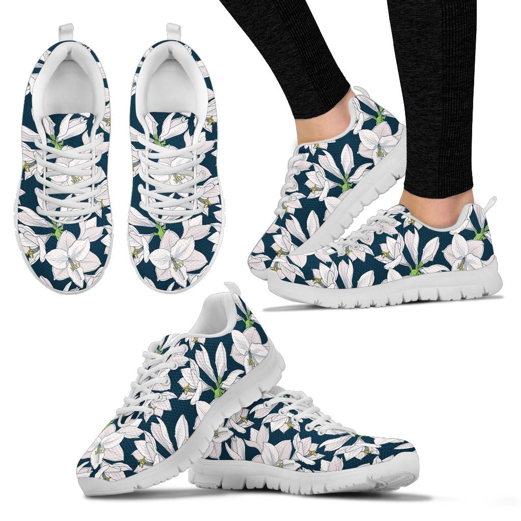 Amaryllis Pattern Print Design AL02 Sneakers White Bottom Shoes