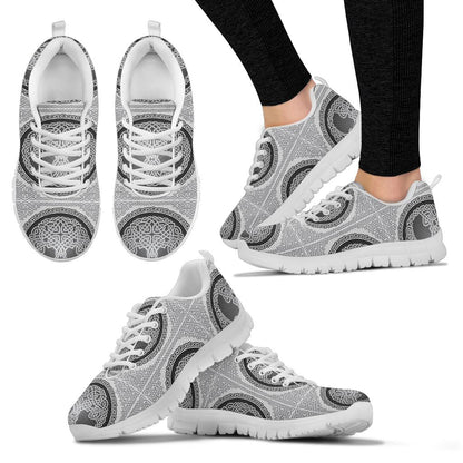 Celtic Tree of life Print Sneakers White Bottom Shoes
