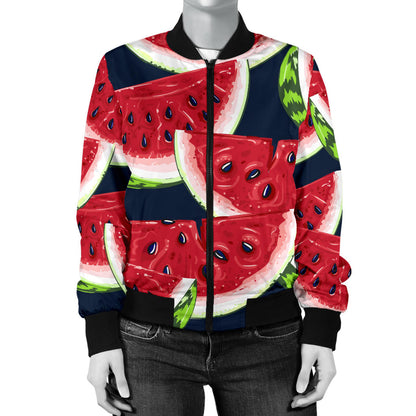 Watermelon Pattern Print Design WM011 Women Bomber Jacket