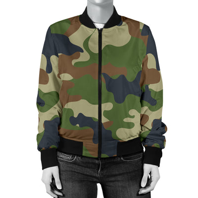 Army Camouflage Pattern Print Design 01 Women's Bomber Jacket