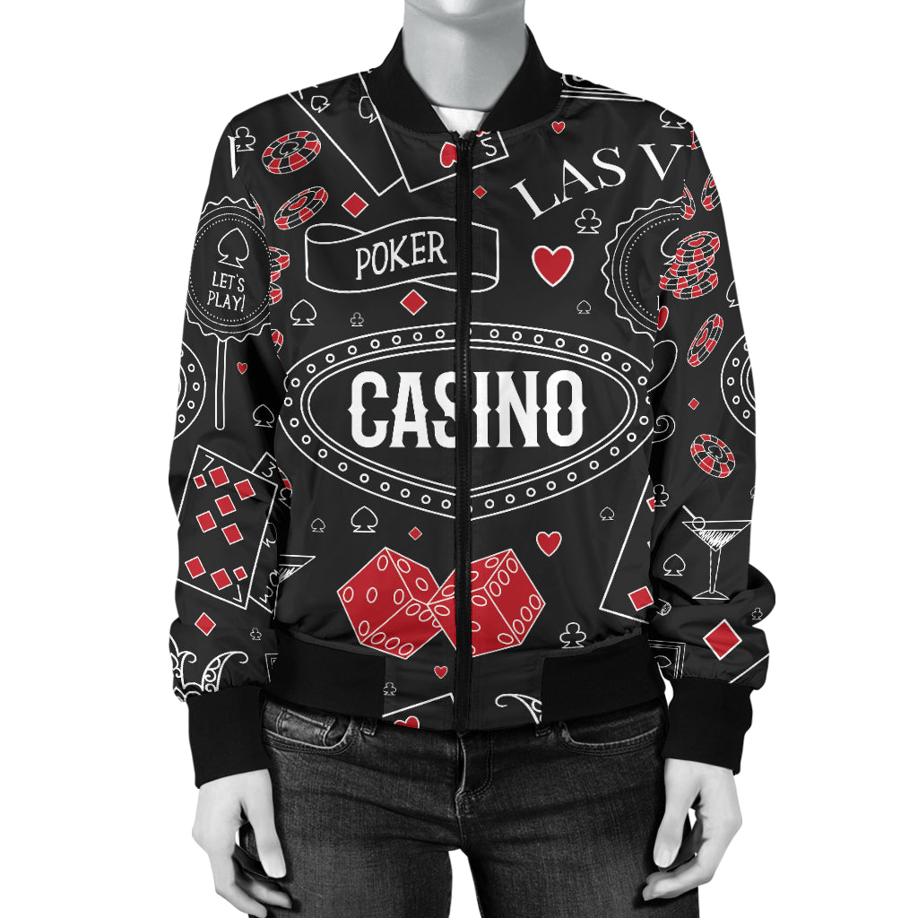 Casino Pattern Print Design 04 Women's Bomber Jacket