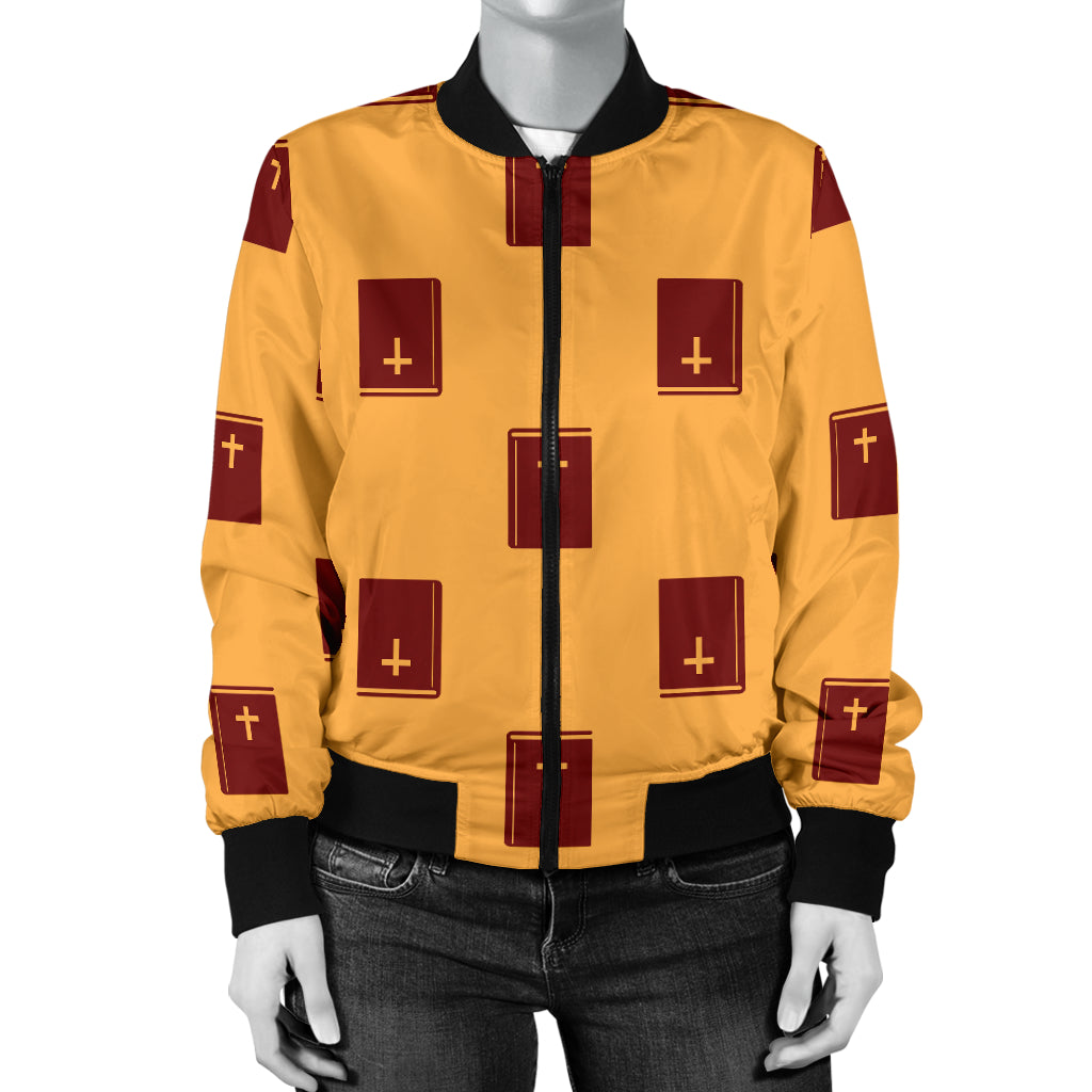 Bible Pattern Print Design 05 Women's Bomber Jacket