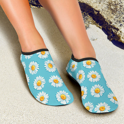 Daisy Pattern Print Design DS03 Aqua Water Shoes