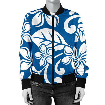 Plumeria Pattern Print Design PM013 Women Bomber Jacket