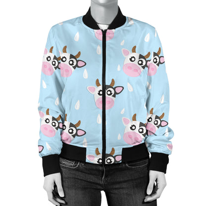Cow Pattern Print Design 07 Women's Bomber Jacket