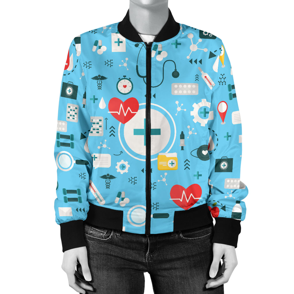 Medical Pattern Print Design 06 Women's Bomber Jacket