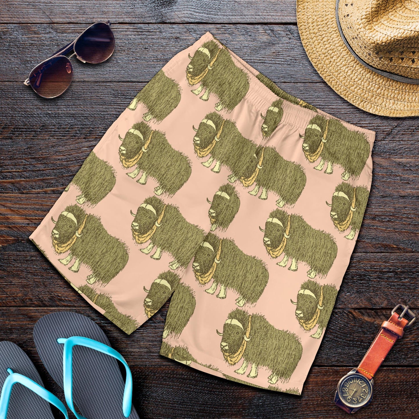 Yak Pattern Print Design 01 Mens Shorts