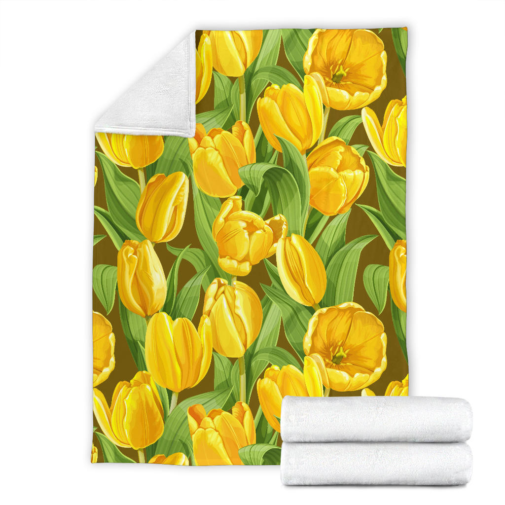 Tulip Yellow Pattern Print Design TP010 Fleece Blanket
