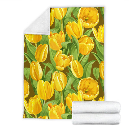 Tulip Yellow Pattern Print Design TP010 Fleece Blanket