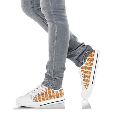 Tiki Orange Vertical Pattern White Bottom Low Top Shoes