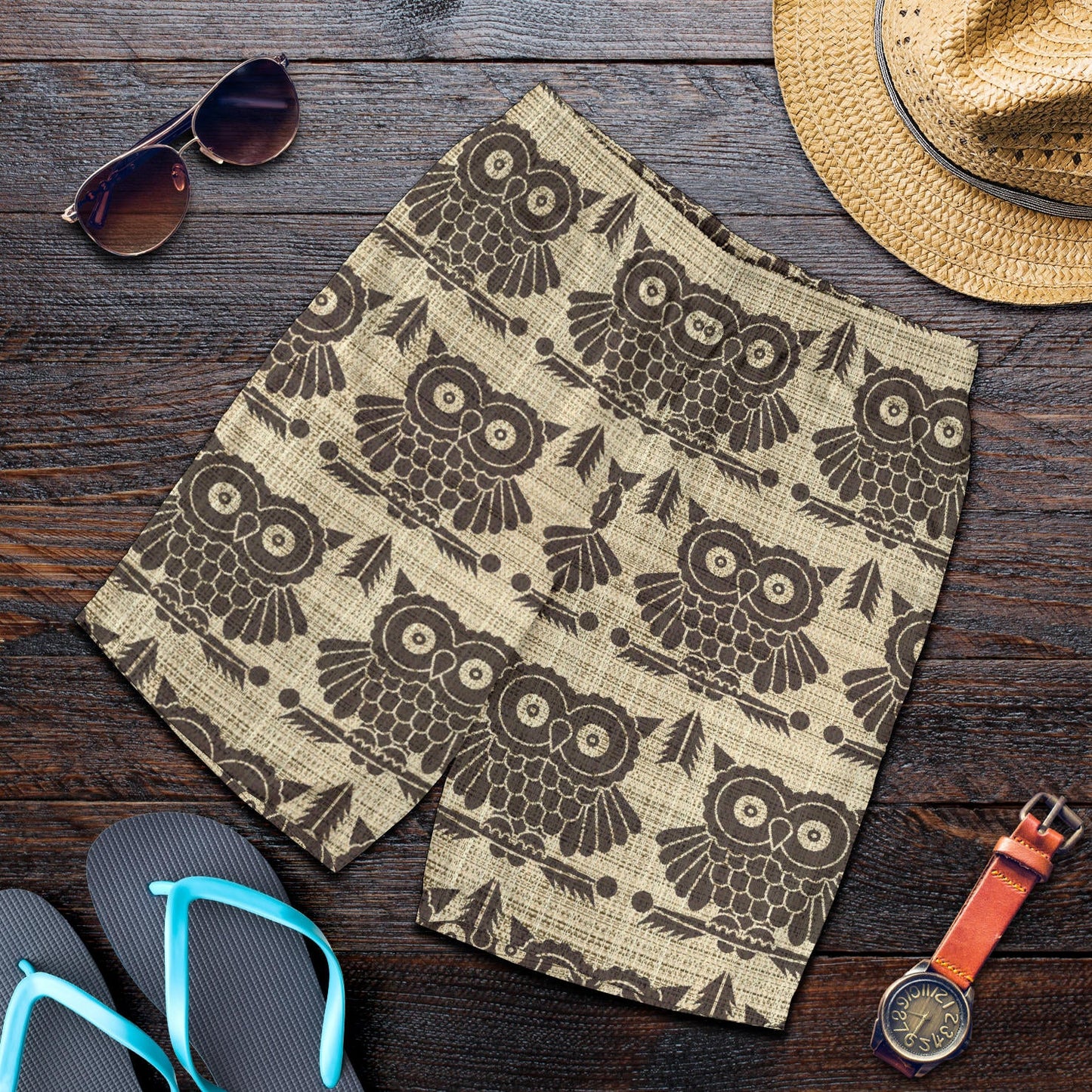 Owl Pattern Print Design A01 Mens Shorts