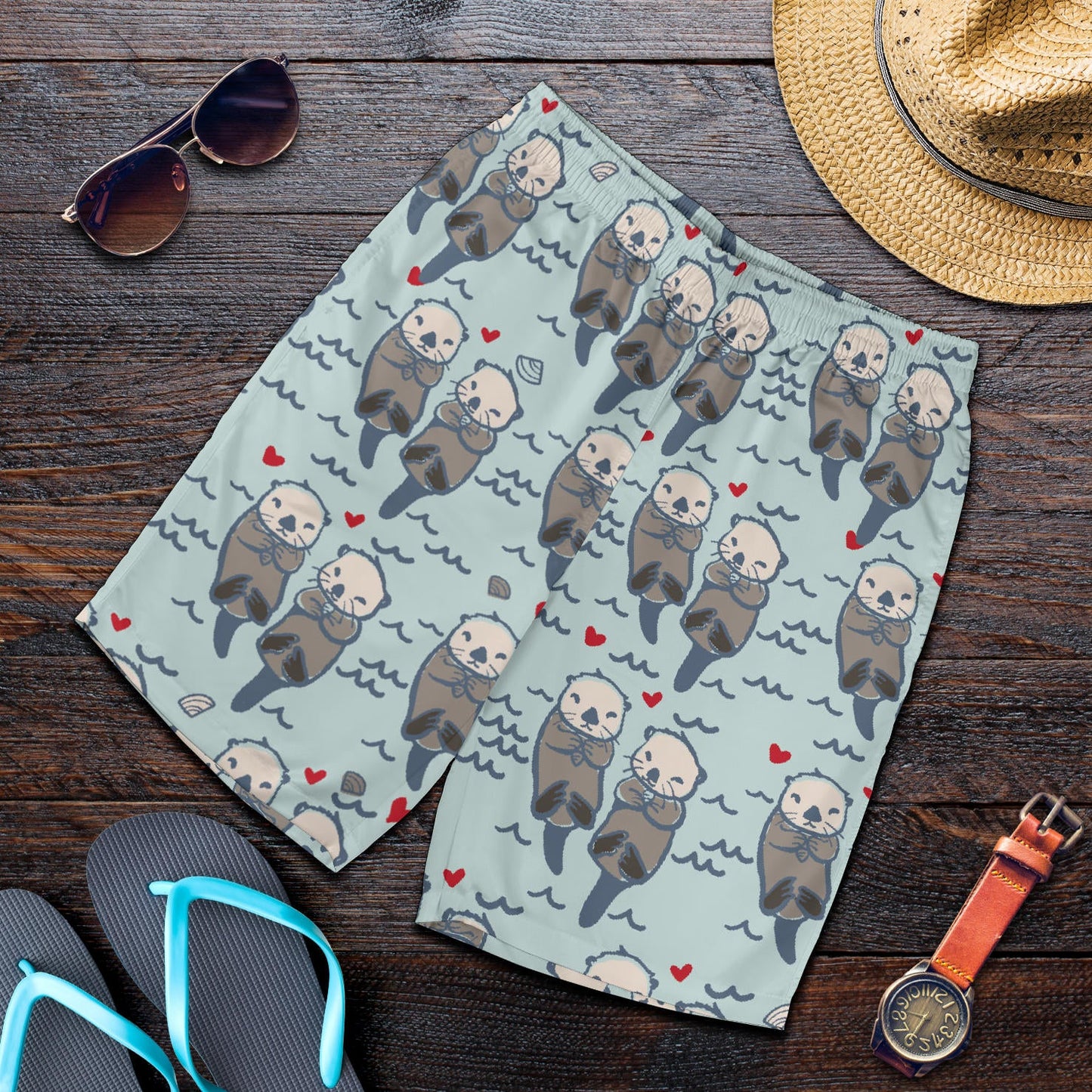 Sea Otter Pattern Print Design 03 Mens Shorts