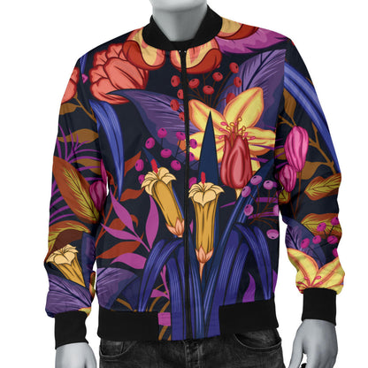 Lily Pattern Print Design LY016 Men Bomber Jacket