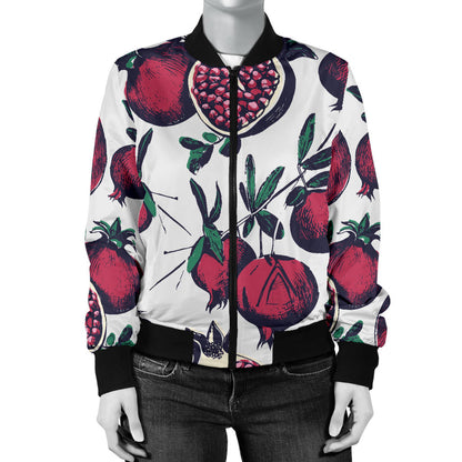 Pomegranate Pattern Print Design PG01 Women Bomber Jacket