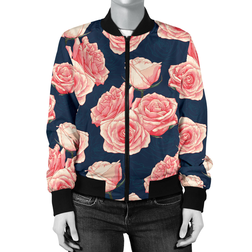 Rose Pattern Print Design A03 Women's Bomber Jacket