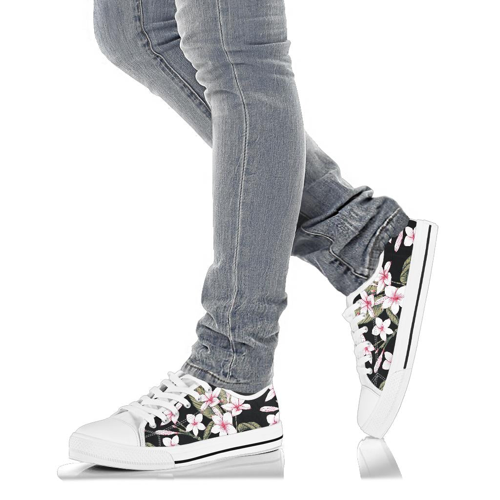 Plumeria Pattern Print Design PM021 White Bottom Low Top Shoes