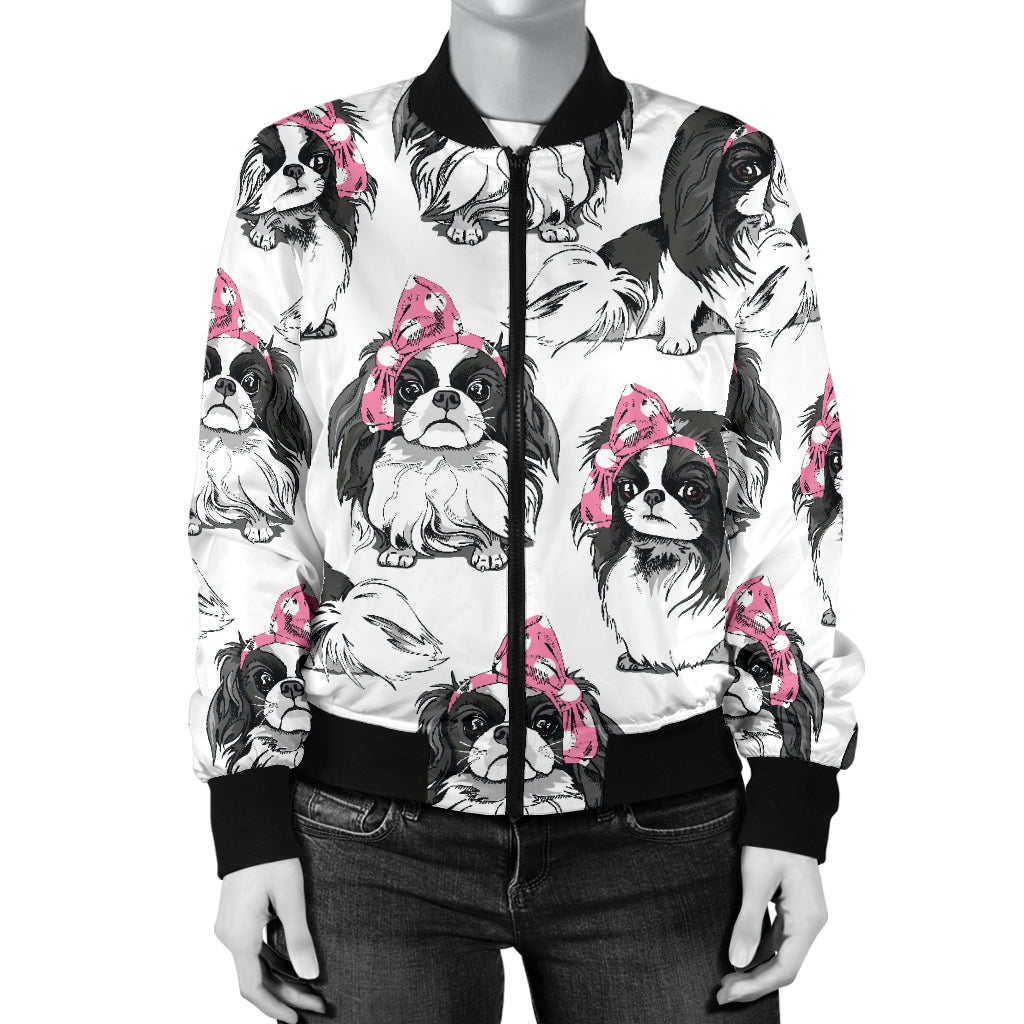 Japanese Chin Pattern Print Design 01 Women's Bomber Jacket