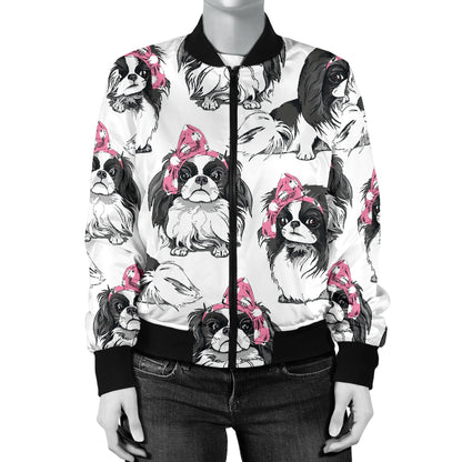 Japanese Chin Pattern Print Design 01 Women's Bomber Jacket