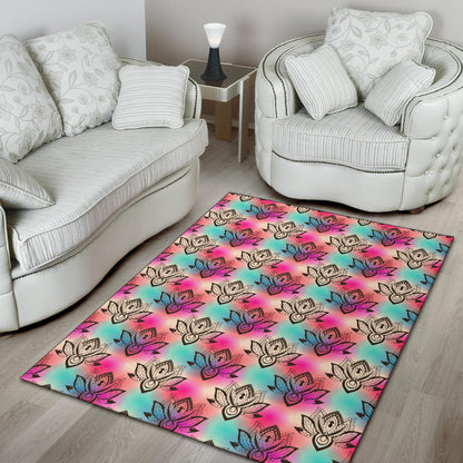 Lotus Boho Pattern Print Design LO02 Area Rugs