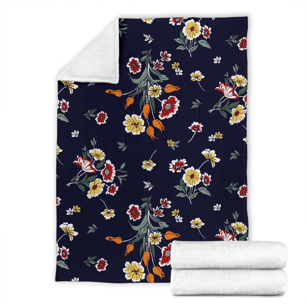 Summer Floral Pattern Print Design SF01 Fleece Blanket