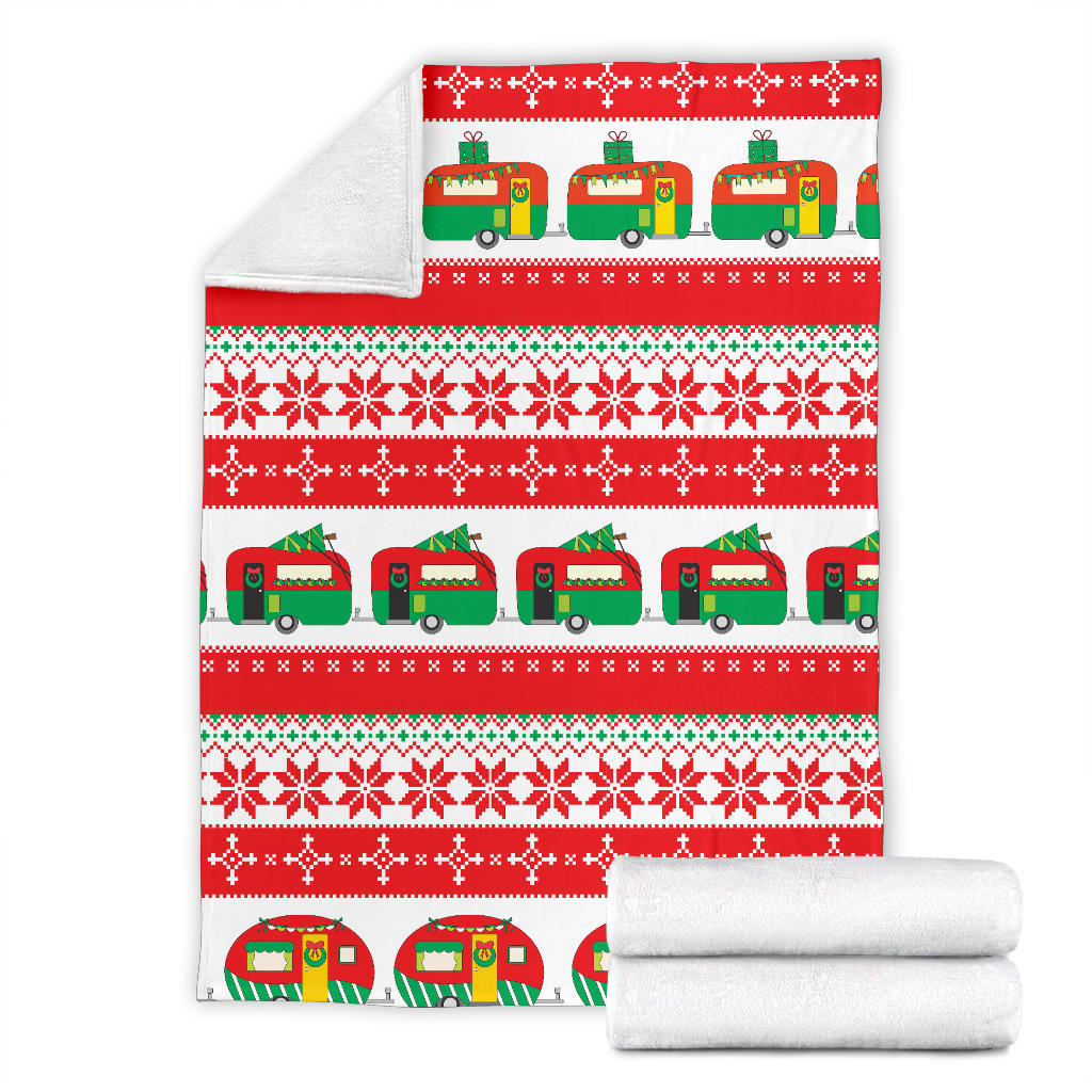 Camper Camping Ugly Christmas Design Print Fleece Blanket