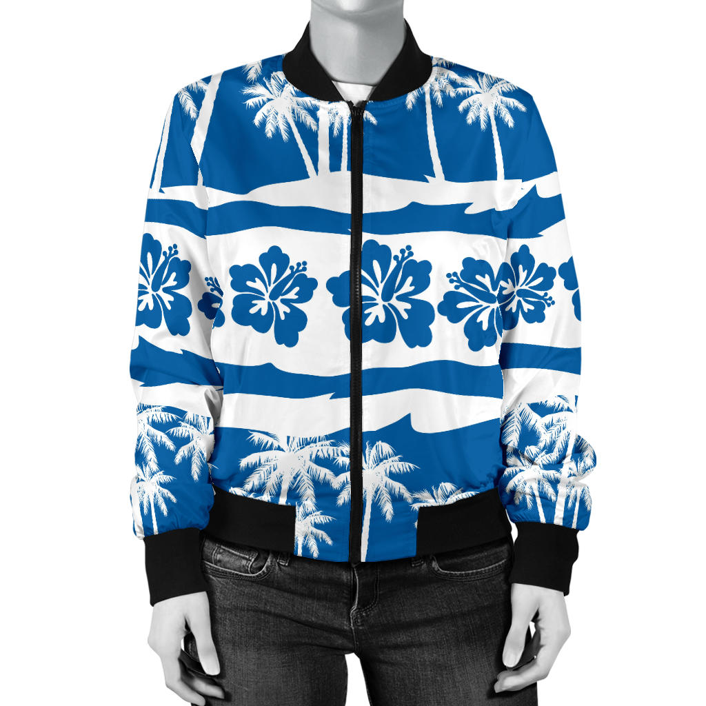 Hawaiian Themed Pattern Print Design H021 Women Bomber Jacket