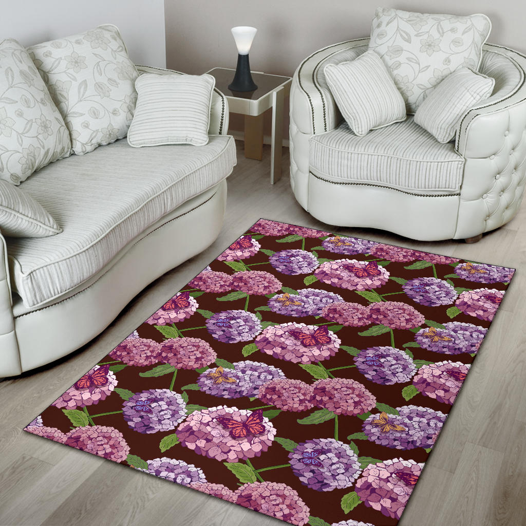 Hydrangea Pattern Print Design HD08 Area Rugs
