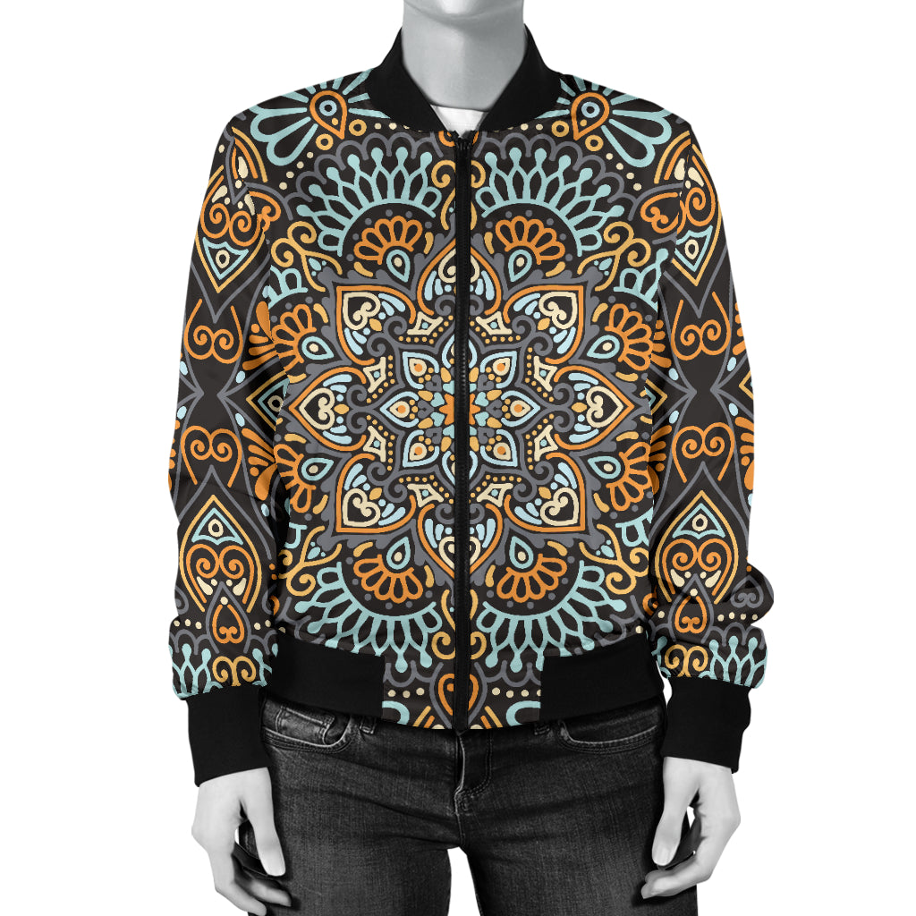 Mandala Pattern Print Design 05 Women's Bomber Jacket