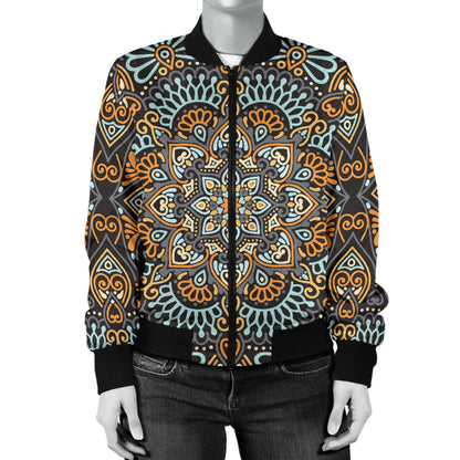 Mandala Pattern Print Design 05 Women's Bomber Jacket