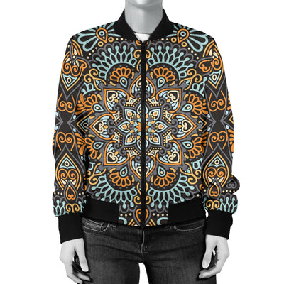 Mandala Pattern Print Design 05 Women's Bomber Jacket