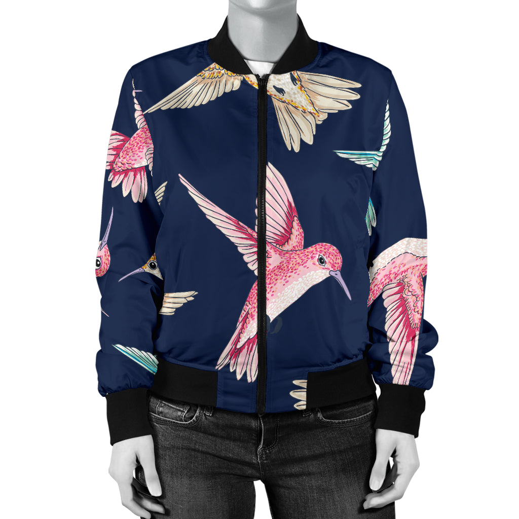 Hummingbird Cute Pattern Print Design 01 Women's Bomber Jacket