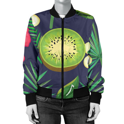 Tropical Fruits Pattern Print Design TF05 Women Bomber Jacket