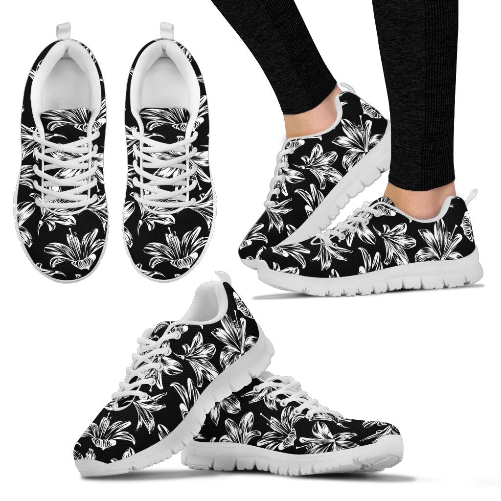 Amaryllis Pattern Print Design AL04 Sneakers White Bottom Shoes