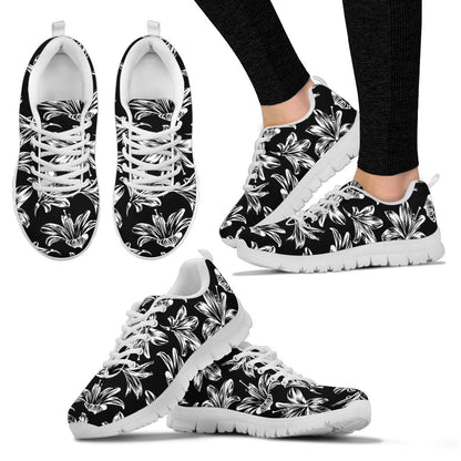 Amaryllis Pattern Print Design AL04 Sneakers White Bottom Shoes