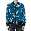 Anchor Pattern Print Design 01 Women's Bomber Jacket