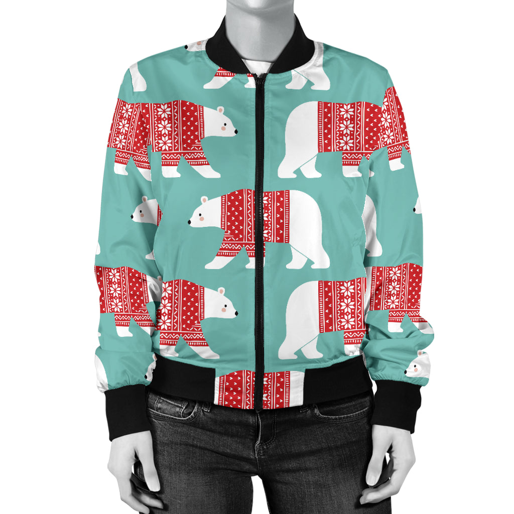 Polar Bear Pattern Print Design A04 Women's Bomber Jacket