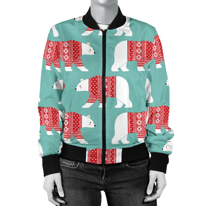 Polar Bear Pattern Print Design A04 Women's Bomber Jacket