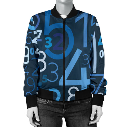 Number Pattern Print Design A02 Women's Bomber Jacket