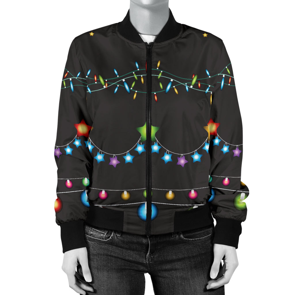 Christmas Light Pattern Print Design 01 Women's Bomber Jacket